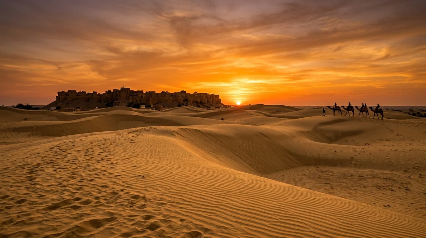 Rajasthan Golden Sunset Travel Panorama